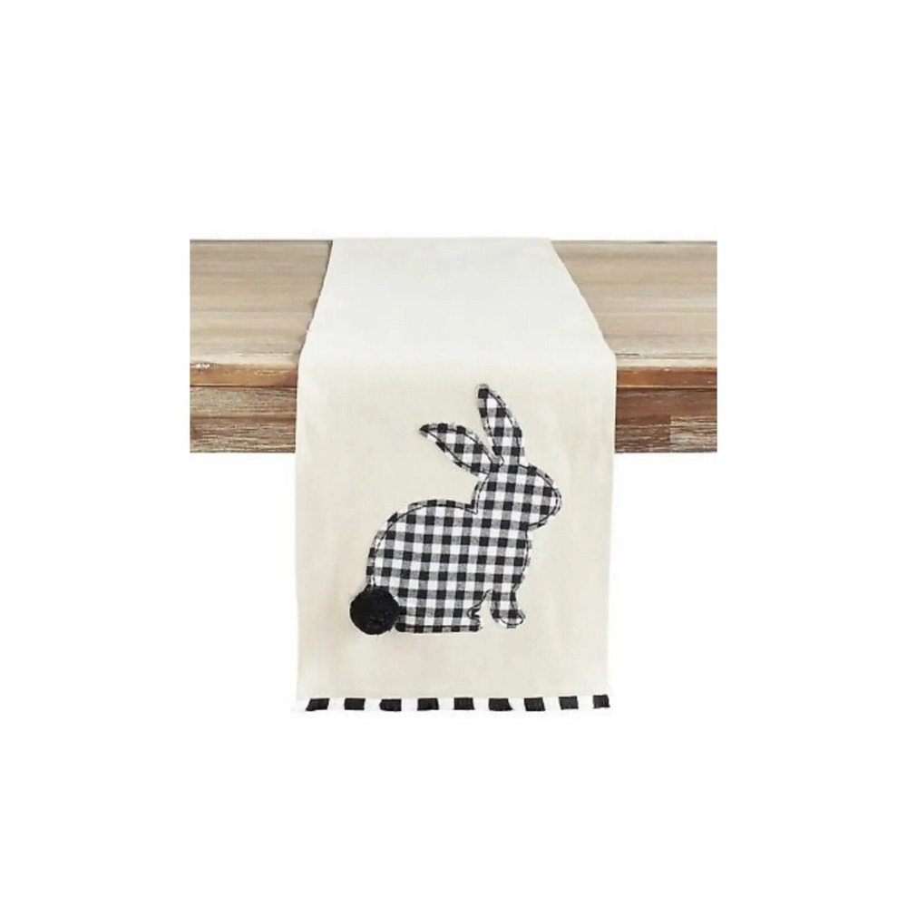 Pier 1 Imports Gingham Bunny 72" Easter Table Runner Bunny On Both Ends